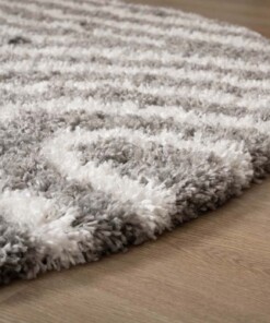 Round Scandinavian rug - Cozy Arch light grey - close up, thumbnail
