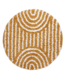 Round Scandinavian rug - Cozy Arch mustard yellow - overzicht, thumbnail
