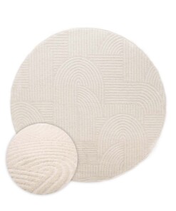 Round Scandinavian rug - Contour Bend cream - overzicht, thumbnail Round Scandinavian rug - Contour Bend cream - overzicht, thumbnail