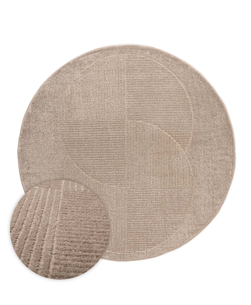 Round Scandinavian rug - Contour Circle beige - overzicht Round Scandinavian rug - Contour Circle beige - overzicht