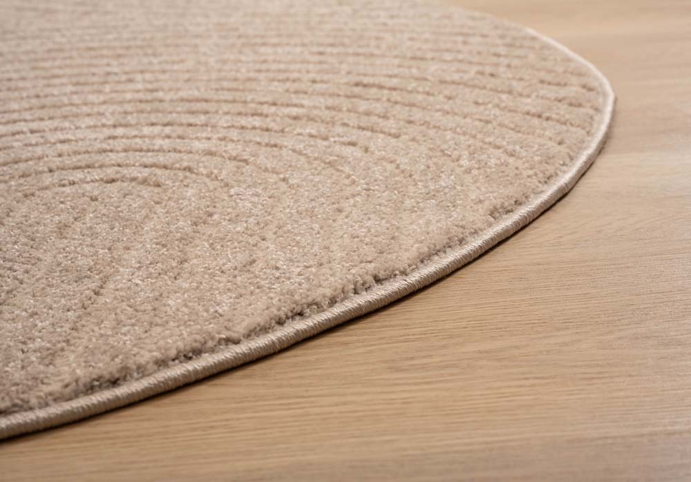 Round Scandinavian rug - Contour Bend beige - close up Round Scandinavian rug - Contour Bend beige - close up