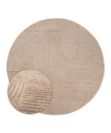 Round Scandinavian rug - Contour Bend beige - overzicht, thumbnail