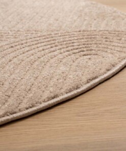Round Scandinavian rug - Contour Curve beige - close up, thumbnail