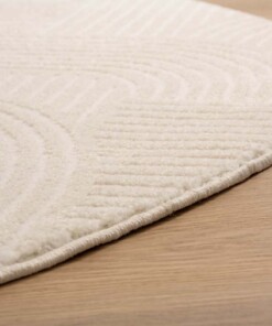 Round Scandinavian rug - Contour Curve cream - close up, thumbnail