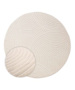 Round Scandinavian rug - Contour Curve cream - overzicht, thumbnail