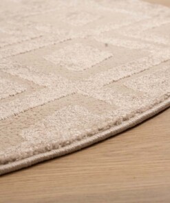 Round Scandinavian Rug - Contour Diamond Beige - close up, thumbnail