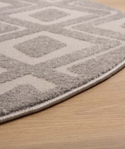 Round Scandinavian Rug - Contour Diamond Grey - close up, thumbnail