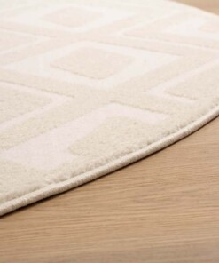 Round Scandinavian rug - Contour Diamond cream - close up, thumbnail