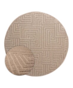 Round Scandinavian Rug - Contour Gem Beige - overzicht, thumbnail