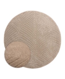 Round Scandinavian rug - Contour Leaf beige - overzicht, thumbnail