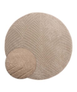 Round Scandinavian rug - Contour Leaf beige - overzicht