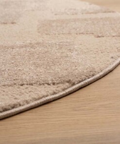 Round Scandinavian Rug - Contour Stone Beige - close up, thumbnail