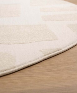 Round Scandinavian Rug - Contour Stone Cream - close up, thumbnail