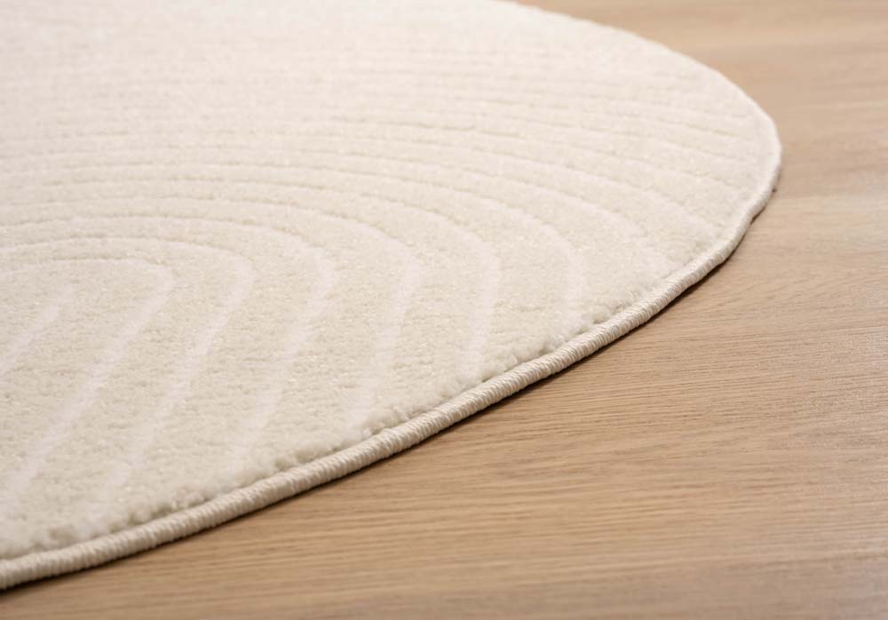 Round Scandinavian rug - Contour Bend cream - close up Round Scandinavian rug - Contour Bend cream - close up