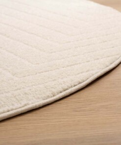 Round Scandinavian Rug - Contour Edge Cream - close up, thumbnail