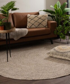 Round cotton rug - Joy beige/white