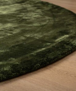 Oval viscose rug - Pearl green - close up, thumbnail