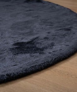 Round viscose rug - Pearl navy blue - close up