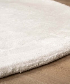 Round viscose rug - Pearl white - close up, thumbnail