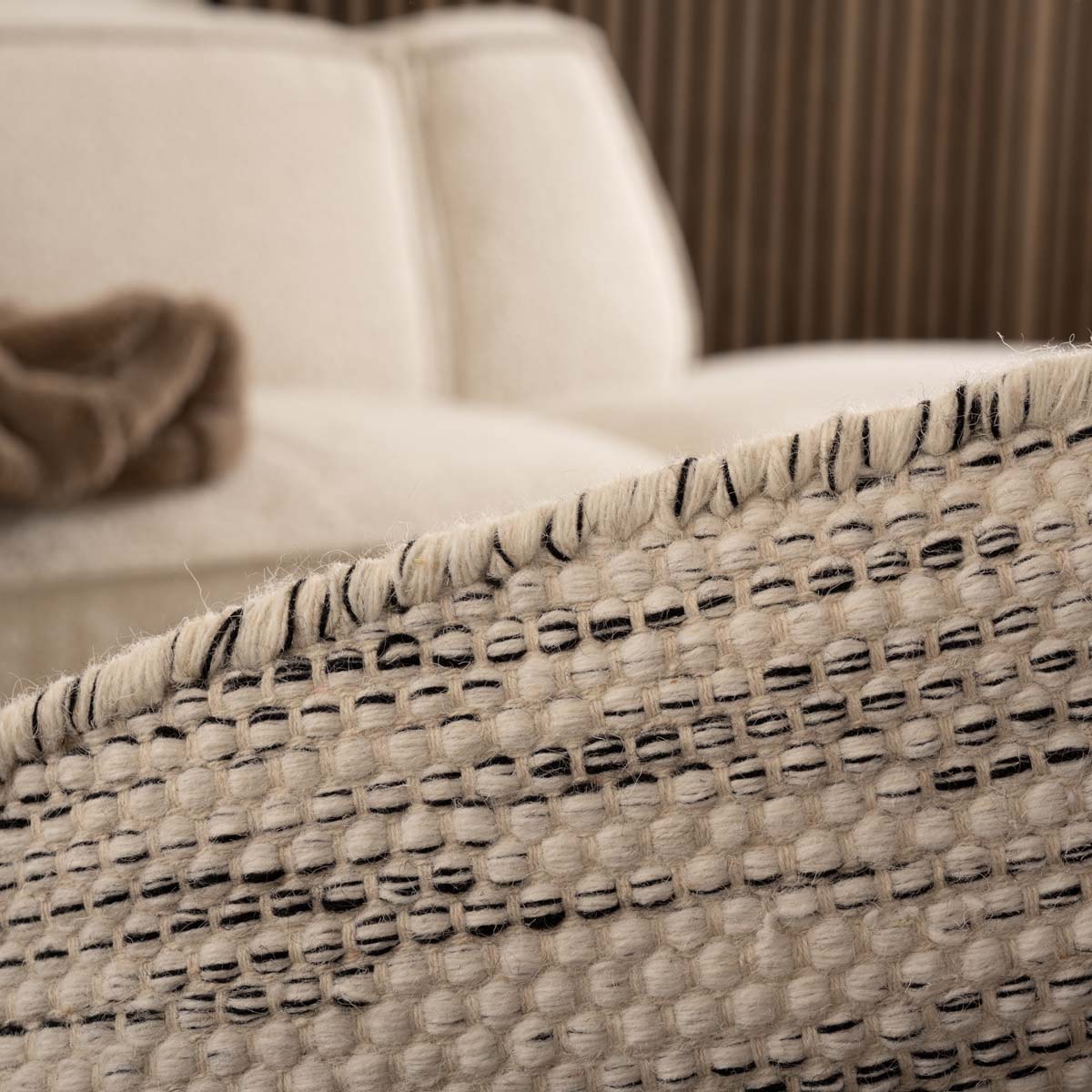 Round wool rug - Ulstein white/black Round wool rug - Ulstein white/black