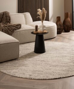 Round wool rug - Ulstein white/black