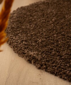 Round thick rug - Shaggy Trend brown - close up, thumbnail Round thick rug - Shaggy Trend brown - close up, thumbnail