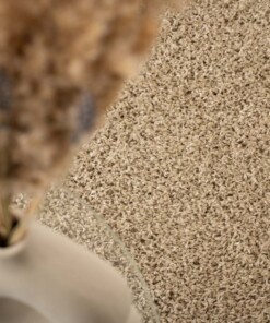 Round thick rug - Shaggy Trend champagne - close up, thumbnail