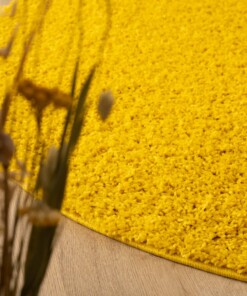 Round thick rug - Shaggy Trend yellow - close up, thumbnail