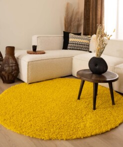 Round thick rug - Shaggy Trend yellow - sfeer