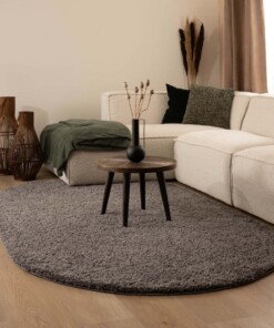 Thick oval rug​ - Shaggy Trend grey - sfeer