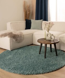 Round thick rug - Shaggy Trend light blue - sfeer