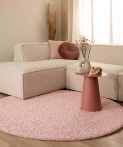 Round thick rug - Shaggy Trend light pink - sfeer