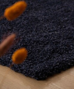 Thick rug - Shaggy Trend navy blue - close up, thumbnail