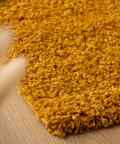 Thick rug - Shaggy Trend mustard yellow - close up, thumbnail