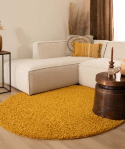 Round thick rug - Shaggy Trend mustard yellow - sfeer