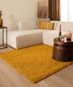 Square thick rug - Shaggy Trend mustard yellow - sfeer
