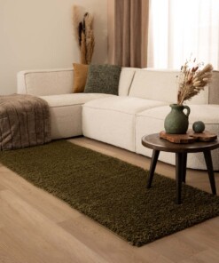 Runner rug thick - Shaggy Trend olive green - sfeer