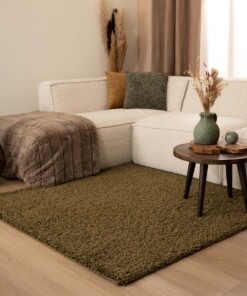 Square thick rug - Shaggy Trend olive green - sfeer
