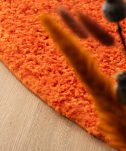 Round thick rug - Shaggy Trend orange - close up, thumbnail