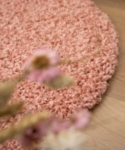 Round thick rug - Shaggy Trend pink - close up, thumbnail