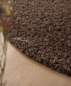 Round thick rug - Shaggy Trend taupe - close up, thumbnail