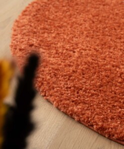 Round thick rug - Shaggy Trend terracotta - close up, thumbnail Round thick rug - Shaggy Trend terracotta - close up, thumbnail