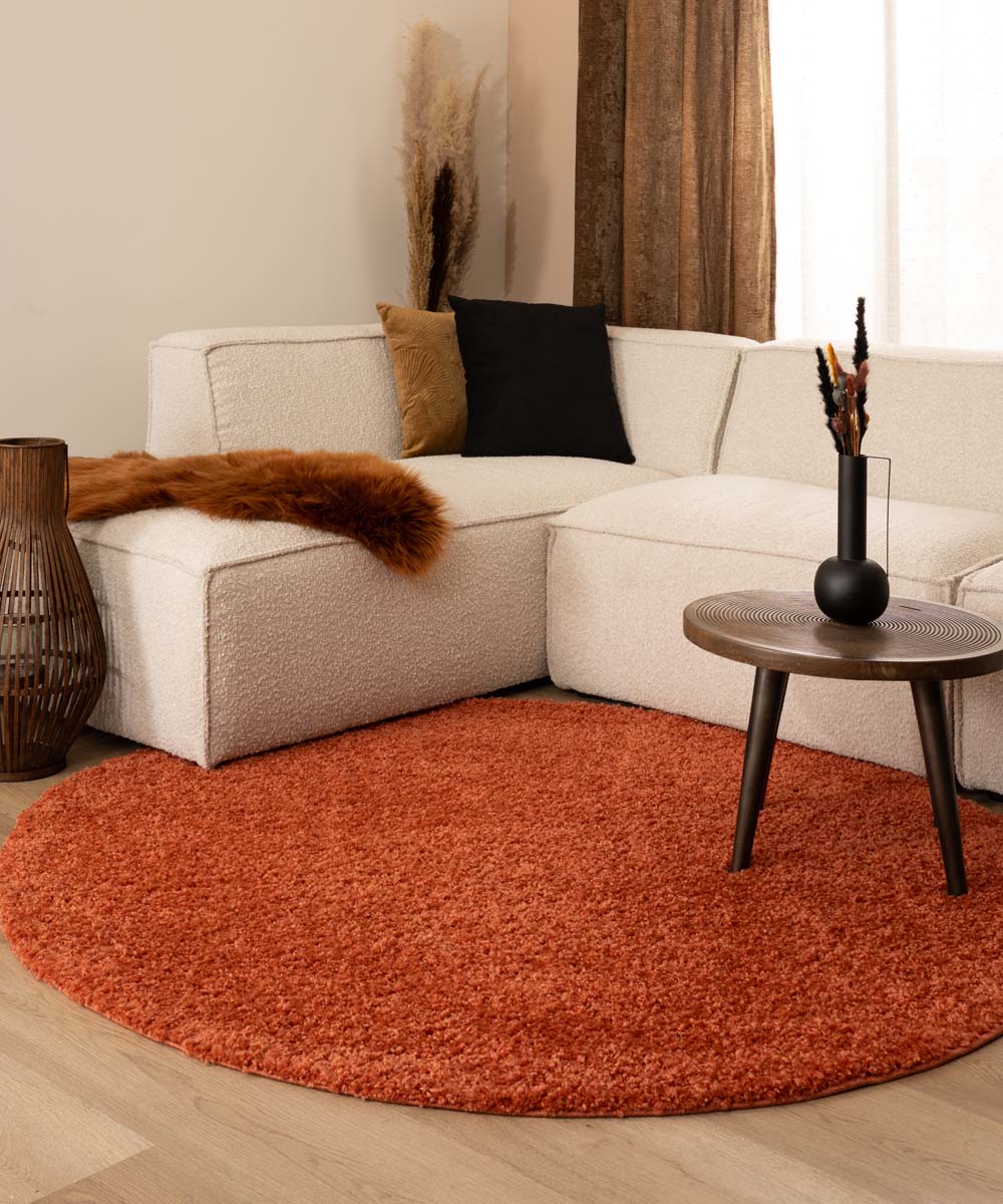 Round thick rug - Shaggy Trend terracotta - sfeer