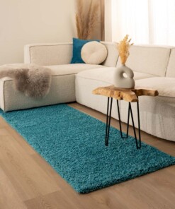 Runner rug thick - Shaggy Trend turquoise - sfeer