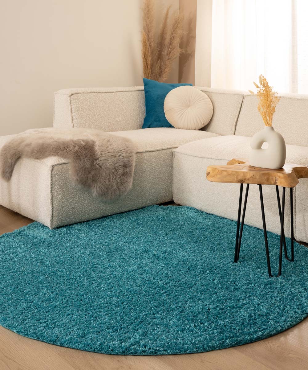Round thick rug - Shaggy Trend turquoise - sfeer