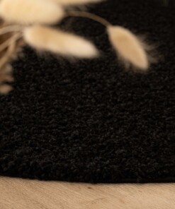 Round thick rug - Shaggy Trend black - close up, thumbnail