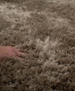 Round shaggy rug​ - Meadow grey - close up, thumbnail