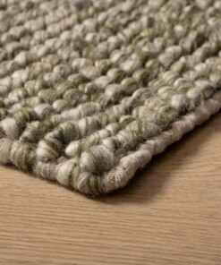 Wool rug - Fjell olive green - close up, thumbnail Wool rug - Fjell olive green - close up, thumbnail