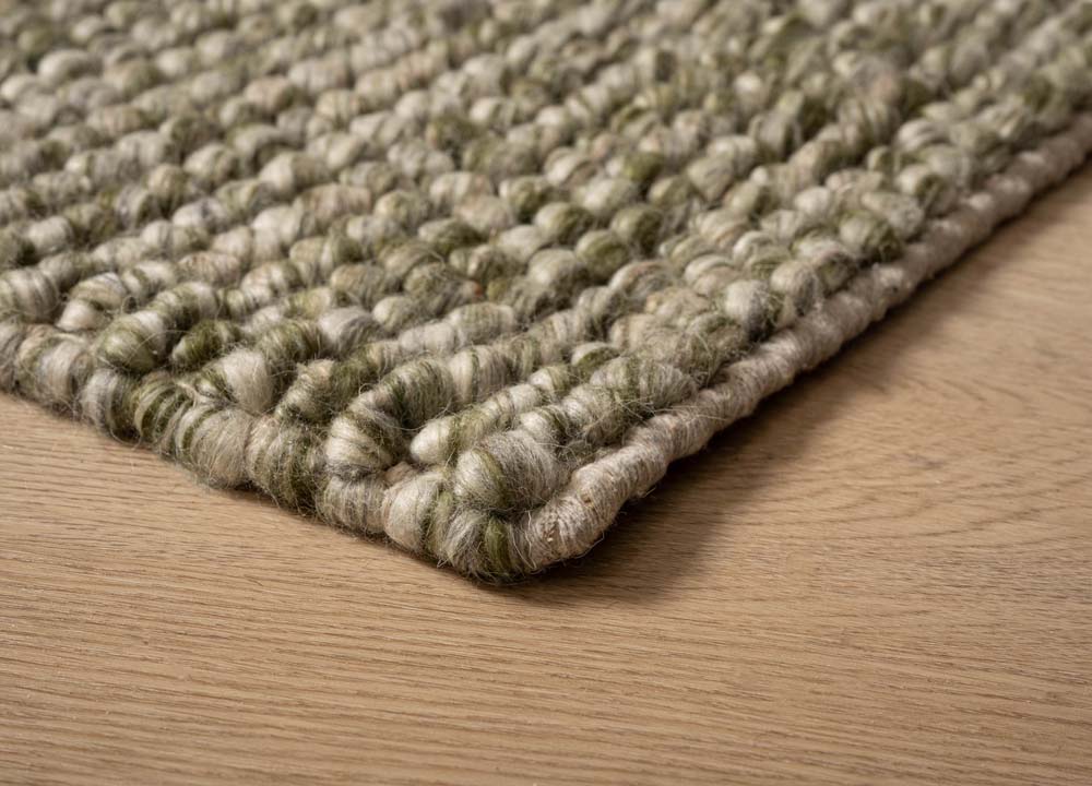 Wool rug - Fjell olive green - close up Wool rug - Fjell olive green - close up