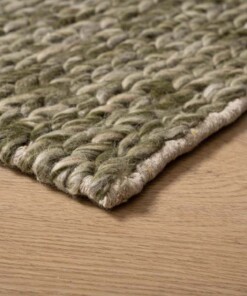 Wool rug - Hyssing olive green - close up, thumbnail
